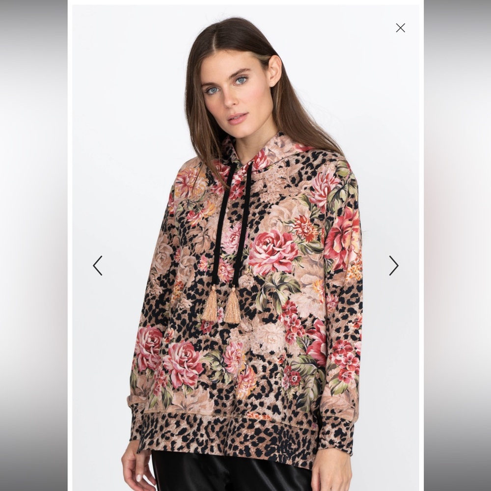 Johnny Was vintage rose high low crew neck sweatshirt